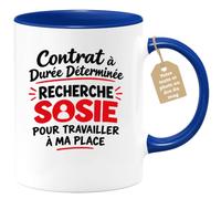 Café-Croissant - Mug Contrat À Durée Déterminée Sosie Remplaçant - Bleu/Cér | Mug humoristique pour tous ceux qui rêvent de déléguer