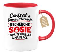 Café-Croissant - Mug Contrat À Durée Déterminée Sosie Remplaçant - Rouge/Cé | Mug humoristique pour tous ceux qui rêvent de déléguer