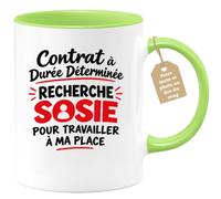 Café-Croissant - Mug Contrat À Durée Déterminée Sosie Remplaçant - Vert/Cér | Mug humoristique pour tous ceux qui rêvent de déléguer