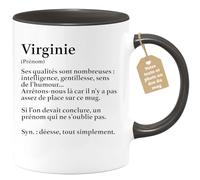 Café-Croissant - Mug Définition Prénom Virginie Déesse Tout Simplement | Cadeau Prénom - Cadeau Famille Saint Valentin - Tasse Prénom Virginie - Pour Noël Au - Noir/Céramique