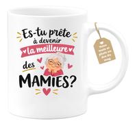 Café-Croissant - Mug Es Tu Prête À Devenir La Meilleure Des Mamies ? - Blan | Mug idéal pour les futures grand-mères