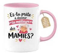 Café-Croissant - Mug Es Tu Prête À Devenir La Meilleure Des Mamies ? - Rose | Mug idéal pour les futures grand-mères