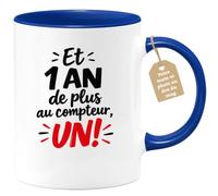 Café-Croissant - Mug Et 1 An De Plus Au Compteur, Un! - Bleu/Céramique | Idéal pour célébrer un anniversaire avec humour