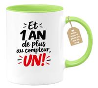 Café-Croissant - Mug Et 1 An De Plus Au Compteur, Un! - Vert/Céramique | Idéal pour célébrer un anniversaire avec humour