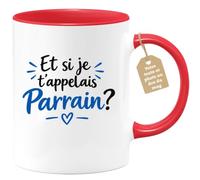 Café-Croissant - Mug Et Si Je T'appelais Parrain? - Rouge/Céramique | Idée originale pour proposer à quelqu'un d'être parrain