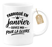 Café-Croissant - Mug Fabriqué En Janvier Suivez Moi Pour La Gloire - Blanc/ | Faites Sensation Avec Ce Mug Original "Fabriqué En Janvier"