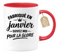 Café-Croissant - Mug Fabriqué En Janvier Suivez Moi Pour La Gloire - Rouge/ | Faites Sensation Avec Ce Mug Original "Fabriqué En Janvier"