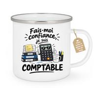 Café-Croissant - Mug Fais Moi Confiance, Je Suis Comptable - Blanc/Emaille | Mug humoristique pour comptables passionnés