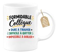 Café-Croissant - Mug Formidable Collègue, Dure À Trouver, Impossible À Oubl | Mug original pour collègue inoubliable, cadeau départ ou remerciement