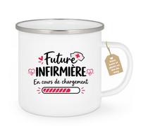Café-Croissant - Mug Future Infirmière En Cours De Chargement - Blanc/Email | Idéal pour les étudiantes infirmières ou les futures pros