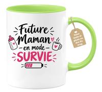 Café-Croissant - Mug Future Maman En Mode Survie - Vert/Céramique | Mug humoristique pour future maman en mode survie