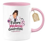 Café-Croissant - Mug Future Médecin Généraliste Veuillez Patienter - Rose/C | Mug humoristique avec message drôle "Future Médecin Généraliste veuillez patienter", idéal pour cadeau.