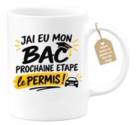 Café-Croissant - Mug Humour Bac Et Permis Prochaine Étape - Blanc/Céramique | Idéal pour fêter le succès au Bac et encourager pour le permis