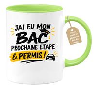 Café-Croissant - Mug Humour Bac Et Permis Prochaine Étape - Vert/Céramique | Idéal pour fêter le succès au Bac et encourager pour le permis