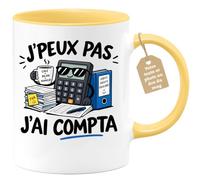 Café-Croissant - Mug Humour Comptable J'peux Pas J'ai Compta - Jaune/Cérami | J'Peux Pas J'Ai Compta - Humour pour Comptables