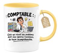 Café-Croissant - Mug Humour Comptable Problèmes Incompréhensibles - Jaune/C | Mug humoristique pour comptables, cadeau parfait