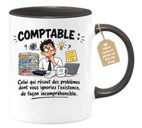 Café-Croissant - Mug Humour Comptable Problèmes Incompréhensibles - Noir/Cé | Mug humoristique pour comptables, cadeau parfait