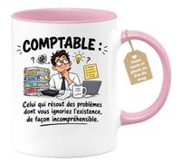 Café-Croissant - Mug Humour Comptable Problèmes Incompréhensibles - Rose/Cé | Mug humoristique pour comptables, cadeau parfait