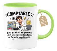 Café-Croissant - Mug Humour Comptable Problèmes Incompréhensibles - Vert/Cé | Mug humoristique pour comptables, cadeau parfait