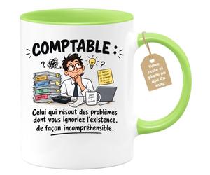 Café-Croissant - Mug Humour Comptable Problèmes Incompréhensibles - Vert/Cé | Mug humoristique pour comptables, cadeau parfait