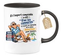 Café-Croissant - Mug Humour Expert Comptable Retraite - Noir/Céramique | Mug humoristique retraite expert-comptable