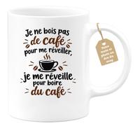 Café-Croissant - Mug Humour Je Ne Bois Pas De Café Pour Me Réveiller - Blan | Humour Matinal, Idéal Pour Les Amateurs De Café