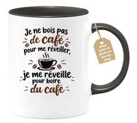Café-Croissant - Mug Humour Je Ne Bois Pas De Café Pour Me Réveiller - Noir | Humour Matinal, Idéal Pour Les Amateurs De Café