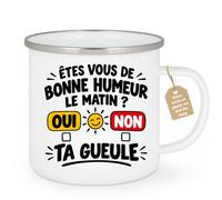 Café-Croissant - Mug Humour Matinal Êtes Vous De Bonne Humeur ? - Blanc/Ema | Mug amusant pour bien commencer la journée