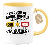 Café-Croissant - Mug Humour Matinal Êtes Vous De Bonne Humeur ? - Jaune/Cér | Mug amusant pour bien commencer la journée