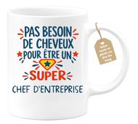 Café-Croissant - Mug Humour Pas Besoin De Cheveux Pour Être Un Super Chef D | Pour les hommes, design humoristique pour chauves Chef D'entreprise
