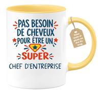 Café-Croissant - Mug Humour Pas Besoin De Cheveux Pour Être Un Super Chef D | Pour les hommes, design humoristique pour chauves Chef D'entreprise