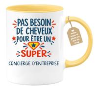 Café-Croissant - Mug Humour Pas Besoin De Cheveux Pour Être Un Super Concie | Pour les hommes, design humoristique pour chauves Concierge D'entreprise