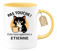 Café-Croissant - Mug Humour Prénom Etienne - Jaune/Céramique | Mug original avec message amusant pour homme, personnalisable avec prénom. Etienne