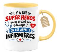 Café-Croissant - Mug Il Y A Des Super Héros On Les Appelle Infirmières - Ja | Mug de super héros pour infirmières, design inspirant