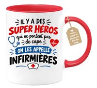 Café-Croissant - Mug Il Y A Des Super Héros On Les Appelle Infirmières - Ro | Mug de super héros pour infirmières, design inspirant