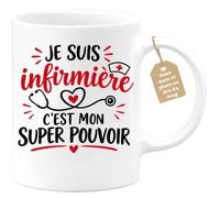 Café-Croissant - Mug Infirmière C'est Mon Super Pouvoir - Blanc/Céramique | Mug en céramique avec design humoristique pour infirmières