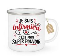 Café-Croissant - Mug Infirmière C'est Mon Super Pouvoir - Blanc/Emaille | Mug en céramique avec design humoristique pour infirmières