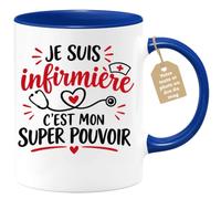 Café-Croissant - Mug Infirmière C'est Mon Super Pouvoir - Bleu/Céramique | Mug en céramique avec design humoristique pour infirmières