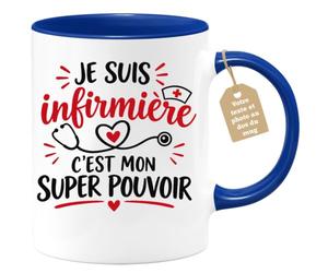Café-Croissant - Mug Infirmière C'est Mon Super Pouvoir - Bleu/Céramique | Mug en céramique avec design humoristique pour infirmières