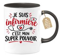 Café-Croissant - Mug Infirmière C'est Mon Super Pouvoir - Noir/Céramique | Mug en céramique avec design humoristique pour infirmières