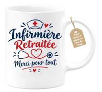 Café-Croissant - Mug Infirmière Retraitée Merci Pour Tout - Blanc/Céramique | Mug cadeau pour infirmière retraitée avec message de remerciement