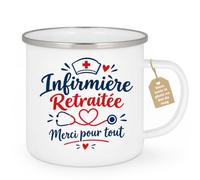 Café-Croissant - Mug Infirmière Retraitée Merci Pour Tout - Blanc/Emaille | Mug cadeau pour infirmière retraitée avec message de remerciement