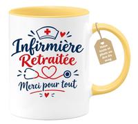 Café-Croissant - Mug Infirmière Retraitée Merci Pour Tout - Jaune/Céramique | Mug cadeau pour infirmière retraitée avec message de remerciement