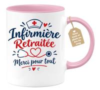 Café-Croissant - Mug Infirmière Retraitée Merci Pour Tout - Rose/Céramique | Mug cadeau pour infirmière retraitée avec message de remerciement