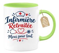 Café-Croissant - Mug Infirmière Retraitée Merci Pour Tout - Vert/Céramique | Mug cadeau pour infirmière retraitée avec message de remerciement