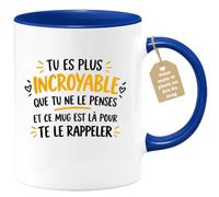 Café-Croissant - Mug Inspiration Quotidienne : Tu Es Plus Incroyable - Bleu | Mug Motivation avec Message Inspirant