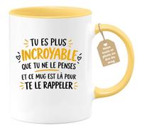 Café-Croissant - Mug Inspiration Quotidienne : Tu Es Plus Incroyable - Jaun | Mug Motivation avec Message Inspirant