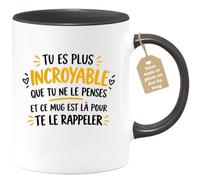 Café-Croissant - Mug Inspiration Quotidienne : Tu Es Plus Incroyable - Noir | Mug Motivation avec Message Inspirant