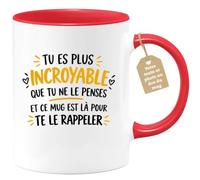 Café-Croissant - Mug Inspiration Quotidienne : Tu Es Plus Incroyable - Roug | Mug Motivation avec Message Inspirant