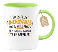 Café-Croissant - Mug Inspiration Quotidienne : Tu Es Plus Incroyable - Vert | Mug Motivation avec Message Inspirant